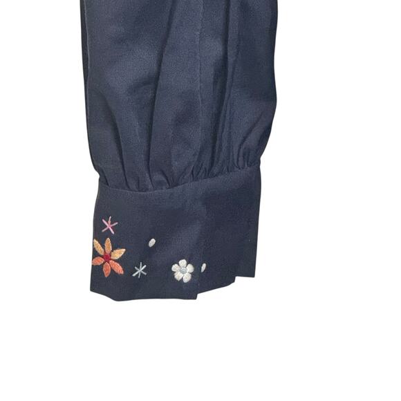 Vintage Lily Embroidered Floral Robe House Coat MuMu Duster Pockets - Picture 5 of 7